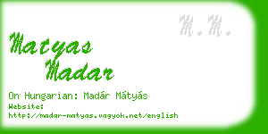 matyas madar business card